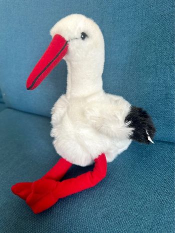 Peluche Steiff étiquette rouge cigogne oiseau douce doudou collection rare collector 30cm