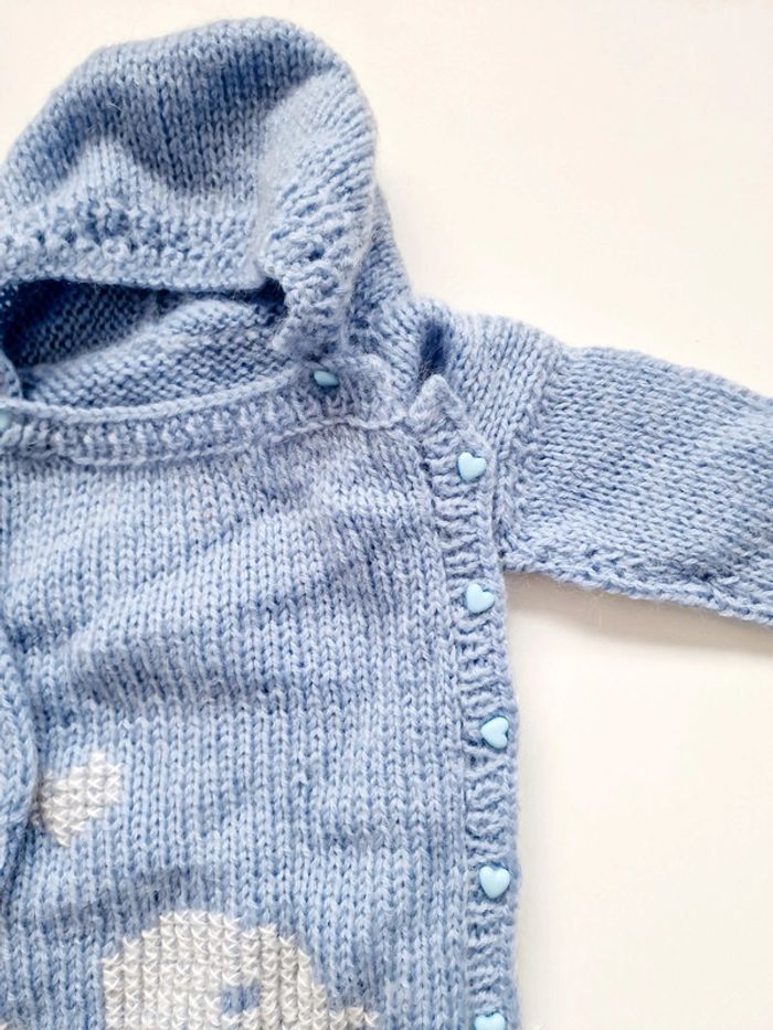 Nid d'ange - Vintage - Tricoté - Bleu - Canard - photo numéro 2