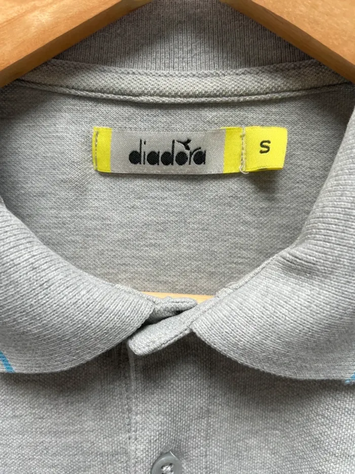 Diadora sport tennis vintage grey blue polo Mens S - photo numéro 4