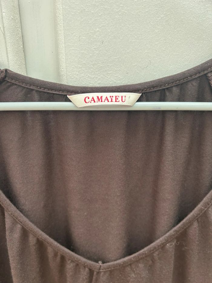 Haut marron manches 3/4 taille 1 - S - en viscose camaïeu - photo numéro 4