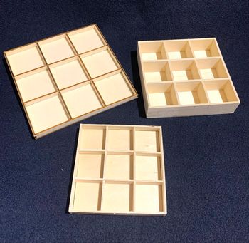 Lot 3 boîtes carrés en bois à 9 compartiments couleur naturel