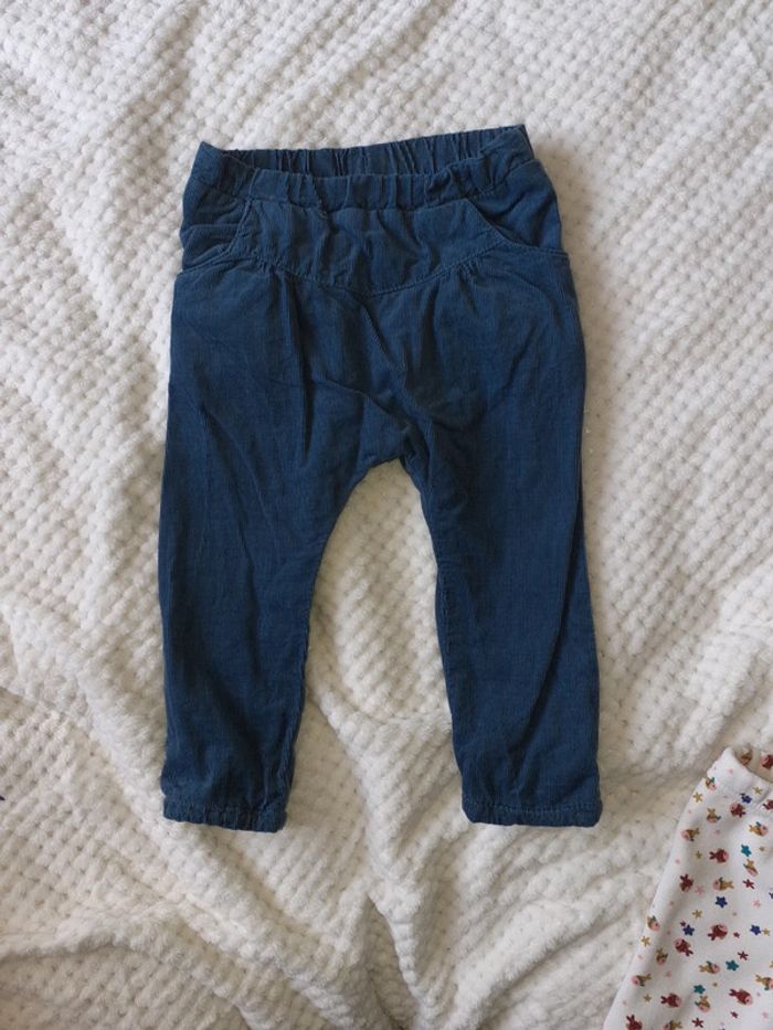 Pantalon velours doublé coloris pétrole