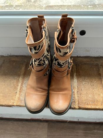 Bottines cuir et léopard San Marina