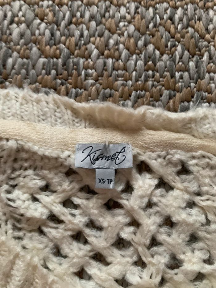 Pull long D’hiver façon tricot Knitwear cable vintage beige crème - photo numéro 6