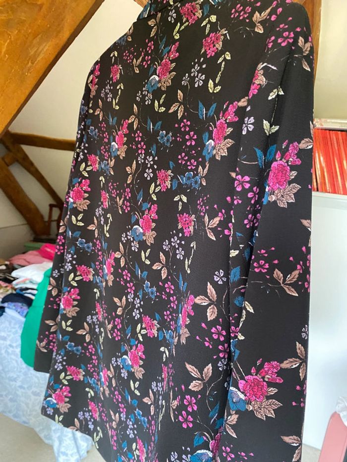 Veste  kimono noire fleurie 40 - photo numéro 6