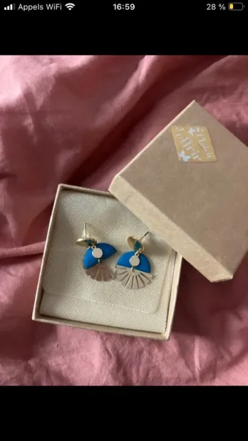 Boucles d’oreilles bleu et dorées