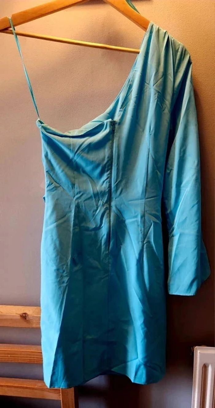 Robe bleu ciel asymétrique drapée Naf Naf - photo numéro 5