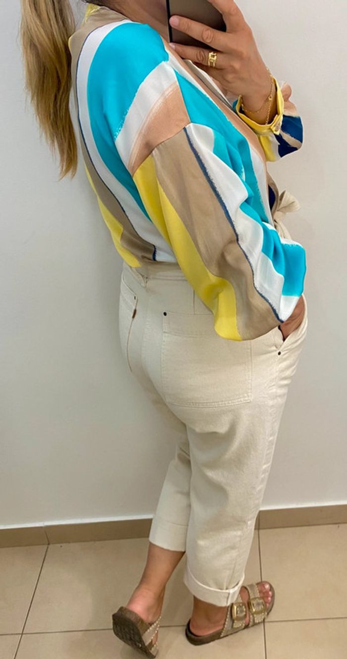 🎨Blouse satinée à rayures multicolores ZARA Taille M - photo numéro 8