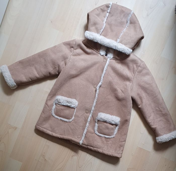Manteau daim couleur camel, épais et molletonné à capuche (3 ans) / Kiabi