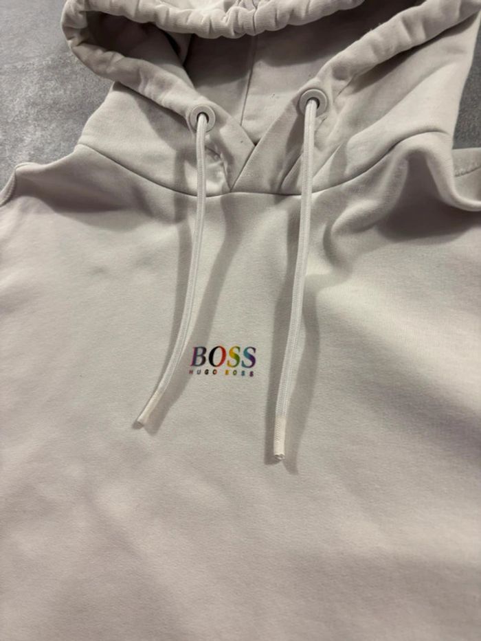Pull à capuche Hugo Boss Taille M Blanc - photo numéro 2