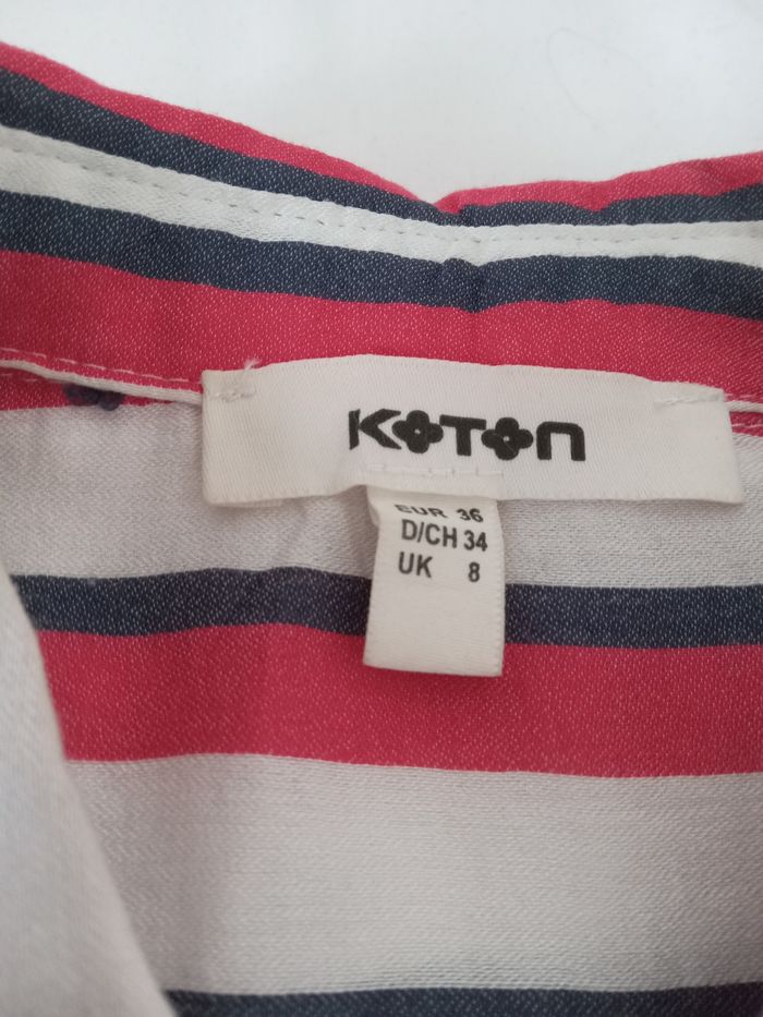 Robe Koton rayée rouge blanc bleu marine – taille 36 - photo numéro 3