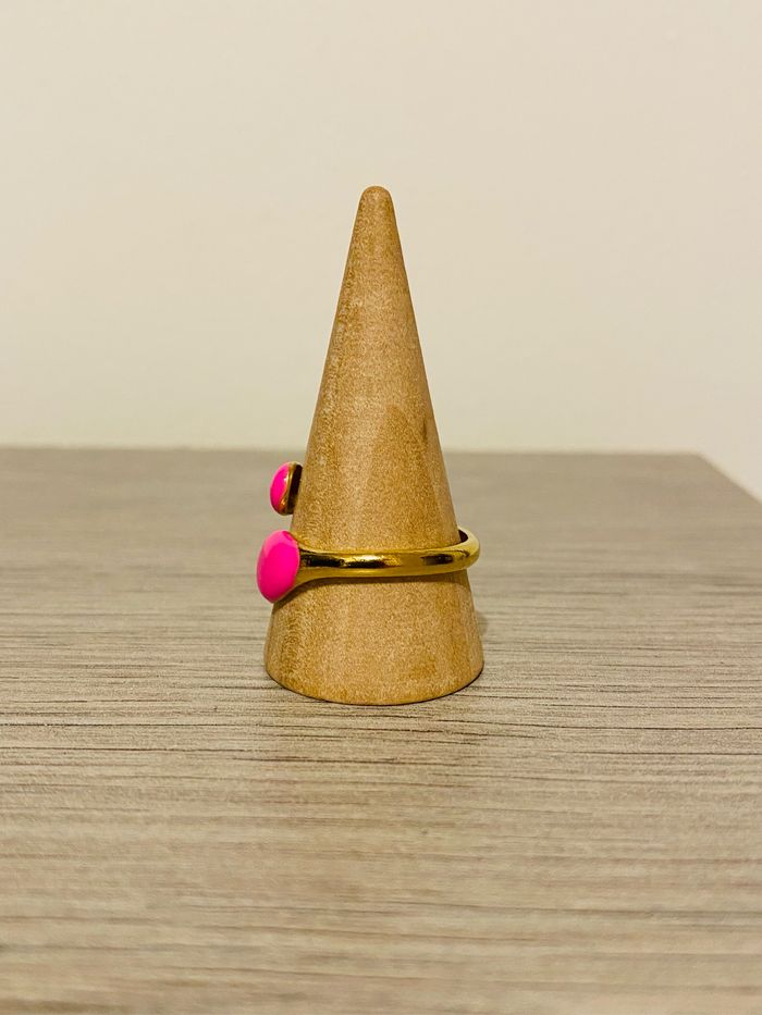 Bague ajustable doré gouttes rose acier inoxydable - photo numéro 3