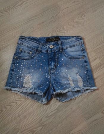 Short en jean taille haute strass effet destroy 🦋