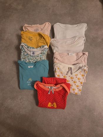 Lot 9 bodies bébé fille manche courte blanc rose bleu T24mois TBE petit bateau orchestra