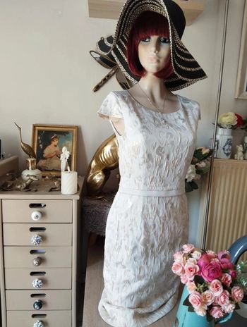 💎Robe Crème & Dorée Motifs Léopard Weise T34/36💕