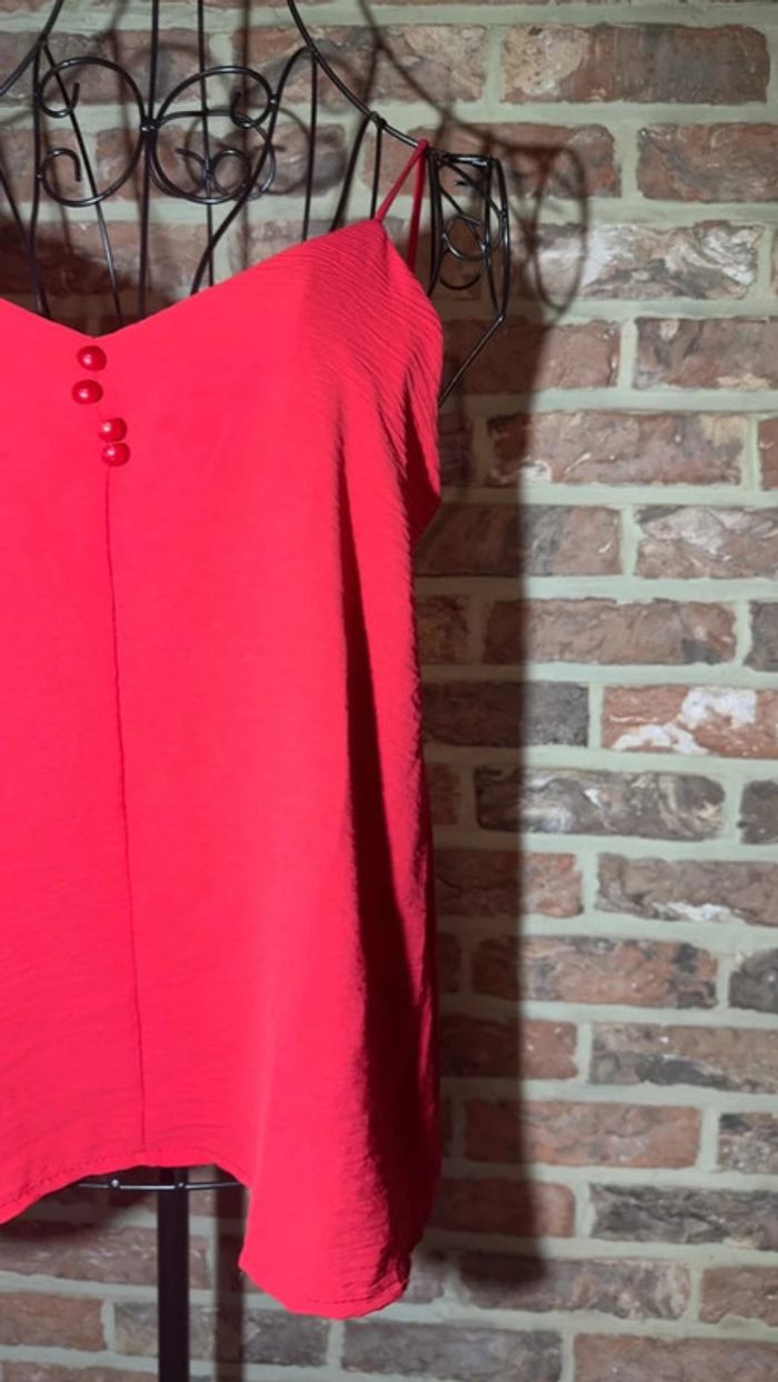 Top rouge fluide décolleté avec perle décoratives Taille S / 36 - photo numéro 5