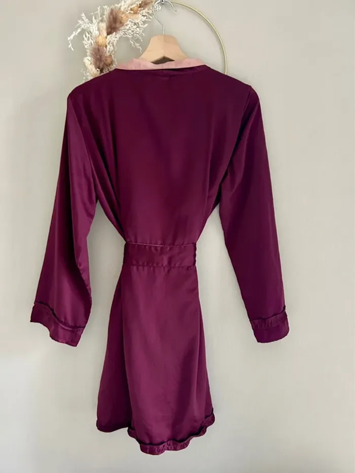 Peignoir satiné bicolore Etam – violet & rose clair - photo numéro 2