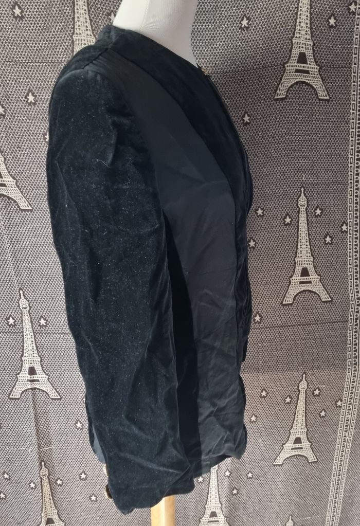 Veste zippée noir bi-matiere taille 40 - photo numéro 2
