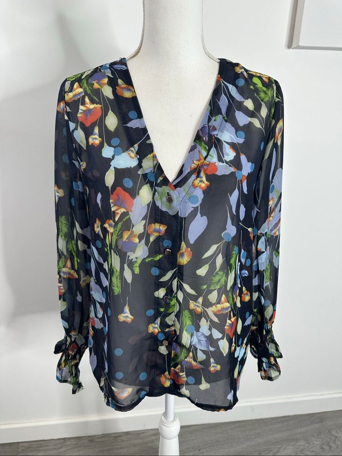 Chemisier à fleurs multicolore transparent Jubylee T36/38 S/M