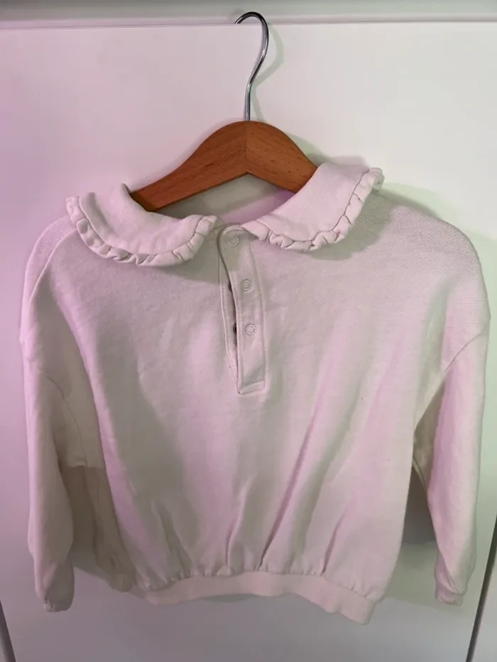 Pull blanc avec col Kiabi fille 24mois 86cm - photo numéro 2