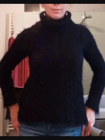 pull col roulé à poils noir taille S phildar