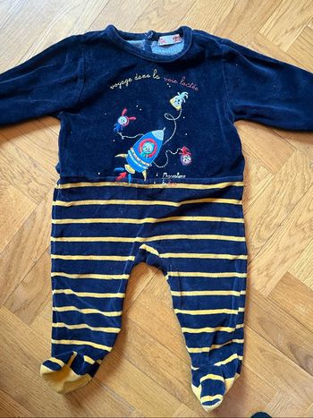 Pyjama DPAM 6 mois bleu foncé navette spatiale