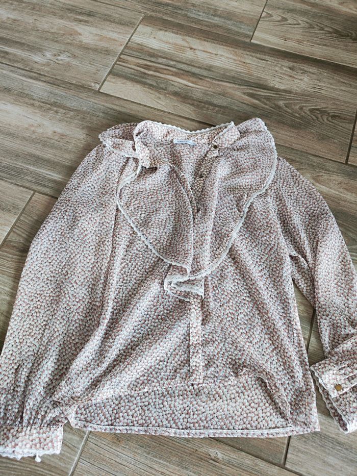 Haut manche longue vieux rose avec fleurs doré Scarlet Roos Taille 1