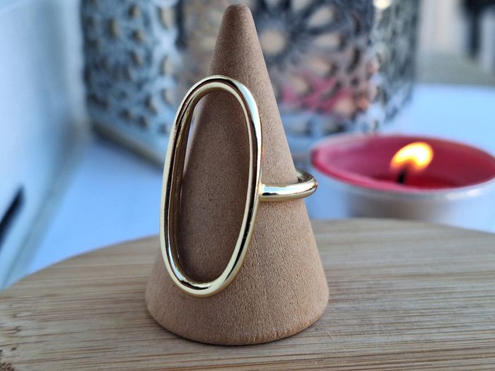 Bague ovale ouverte Doréé , avec un design simple et Minimaliste, Ajustable - photo numéro 4
