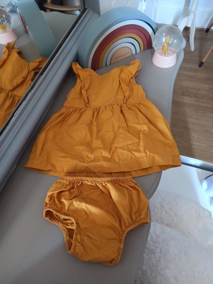 Ensemble robe et culotte moutarde 3 mois KIABI - photo numéro 2