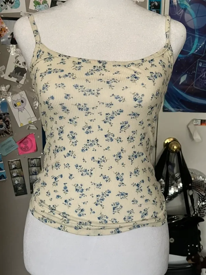Light yellow floral tank top