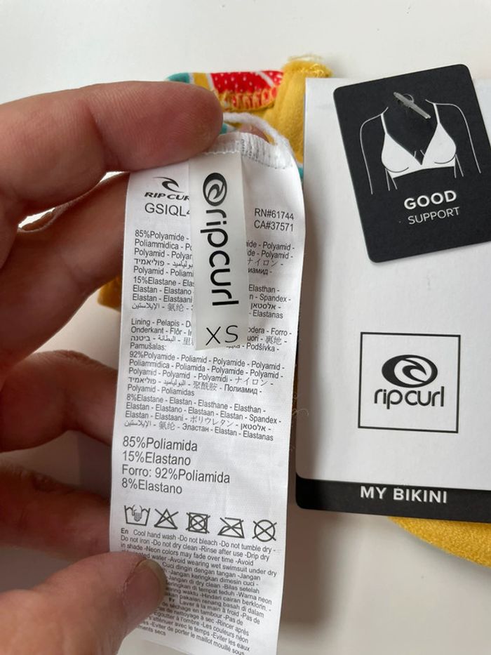 Haut de maillot de bain jaune rip curl XS - photo numéro 4