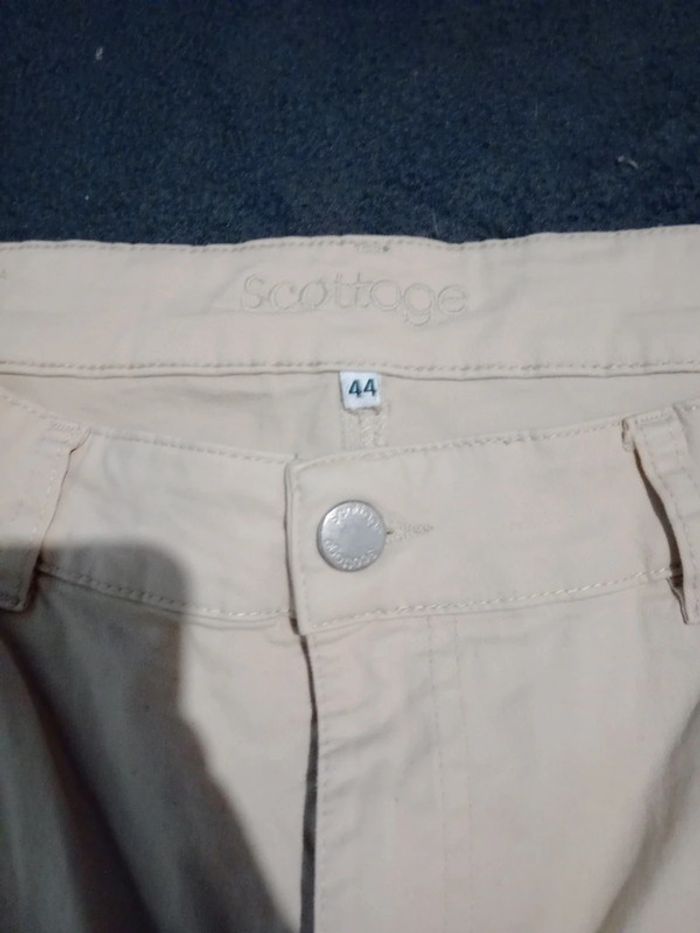 Pantalon femme 44 crème type toile c8 - photo numéro 3