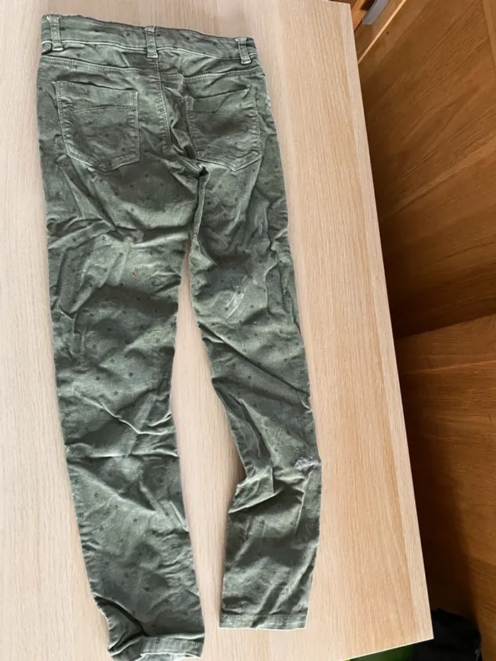 Pantalon jean velours kaki Kiabi 9 ans fille paillettes pailleté - photo numéro 6