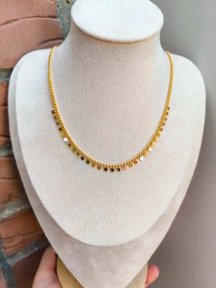 Collier doré avec franges pampilles rondes - photo numéro 2