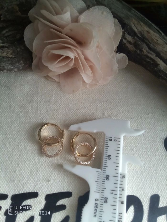 Petites créoles doubles dorées - photo numéro 2