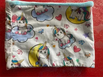 Tour de cou / cache cou licorne intérieur bleu doux 50cm