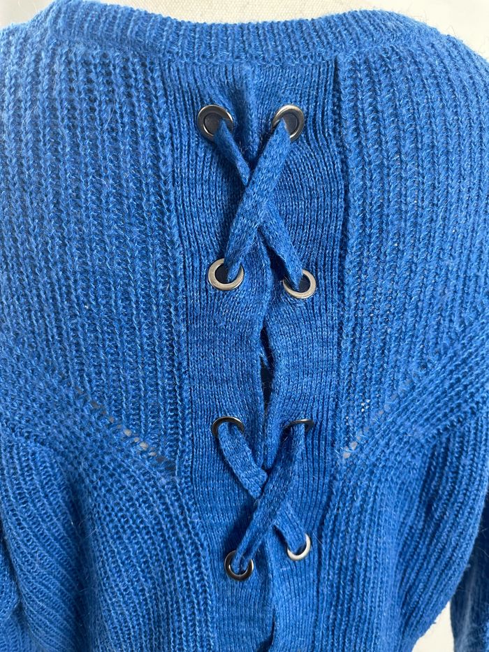 Pull en maille bleu roi lien dans le dos Ichi T34 XS - photo numéro 6