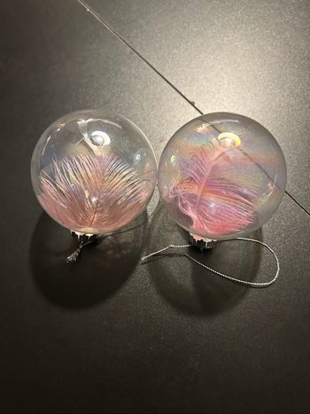 2 Boules plume rose déco