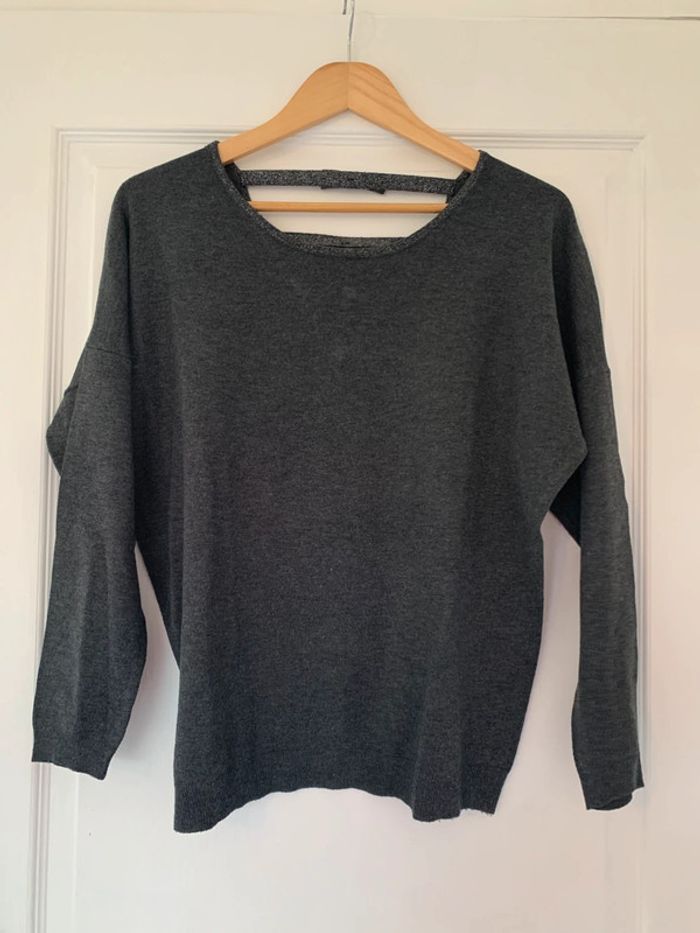 Pull gris noeuds argentés taille unique