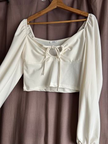 Crop top blanc manche longue