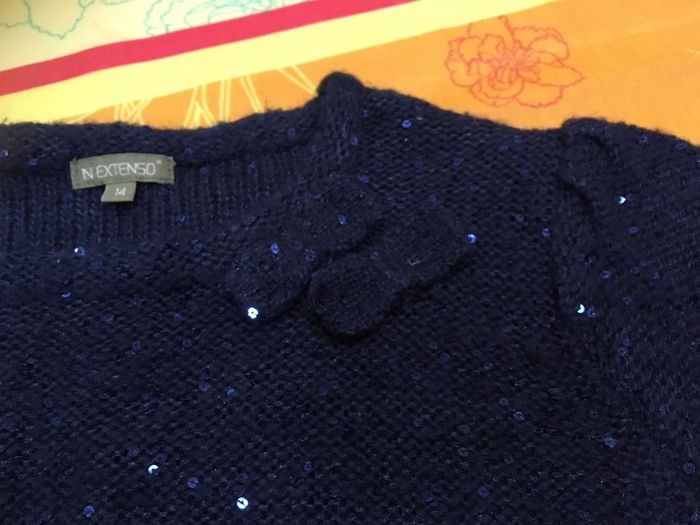 Lot 7 pièces14 ans robe bleue pailletées, gilet rose 2 débardeurs 1 tee-shirts - photo numéro 6