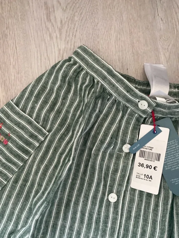 Jupe évasée Cyrillus en lin taille 10 ans Neuve Arrière élastique - photo numéro 7