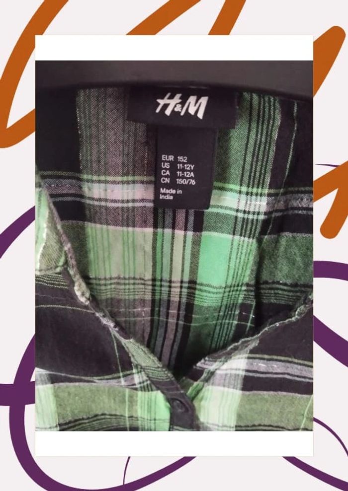💚Chemise, verte à carreaux - 12 ans - H&M 💚 - photo numéro 2