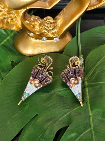 Boucles d oreilles vintage parapluie en argent sterling 925 gold