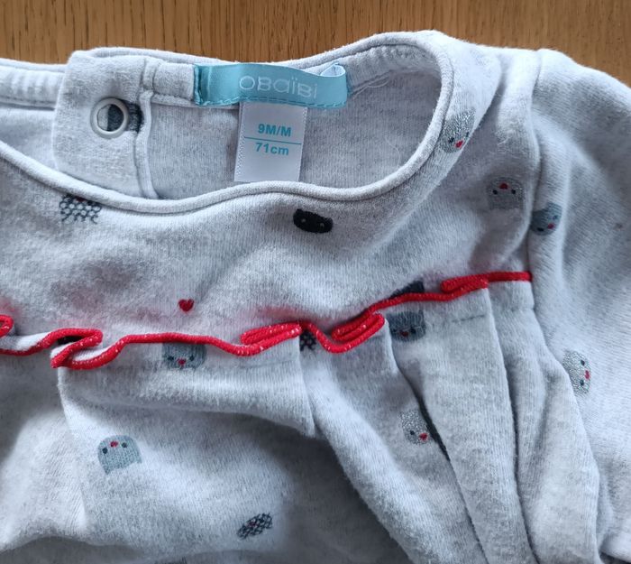 Robe Blouse hiver Obaïbi 9 mois gris clair - photo numéro 4