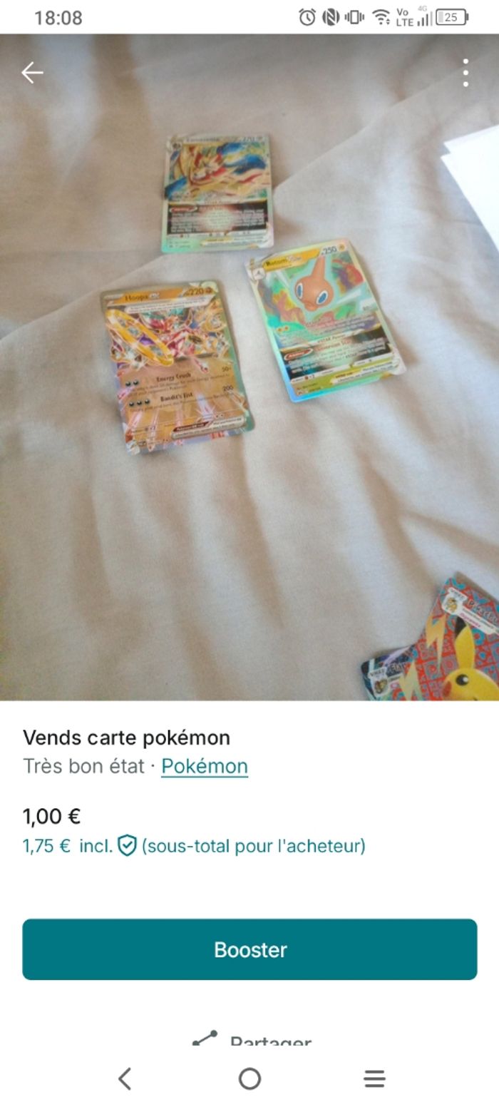 Vends lot de cartes Pokémon