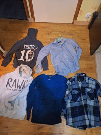 Lot 5 hauts sweats chemises  hommes ado taille M