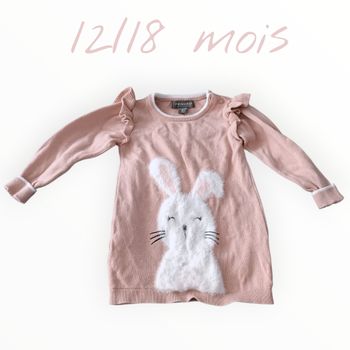 🐰 Robe pull légère rose avec motif tout doux 🐰