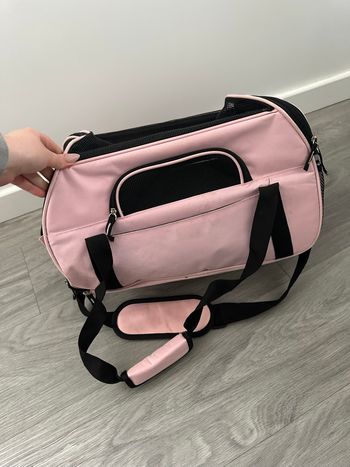 Sac de transport souple animaux rose et noir 43x25x18cm