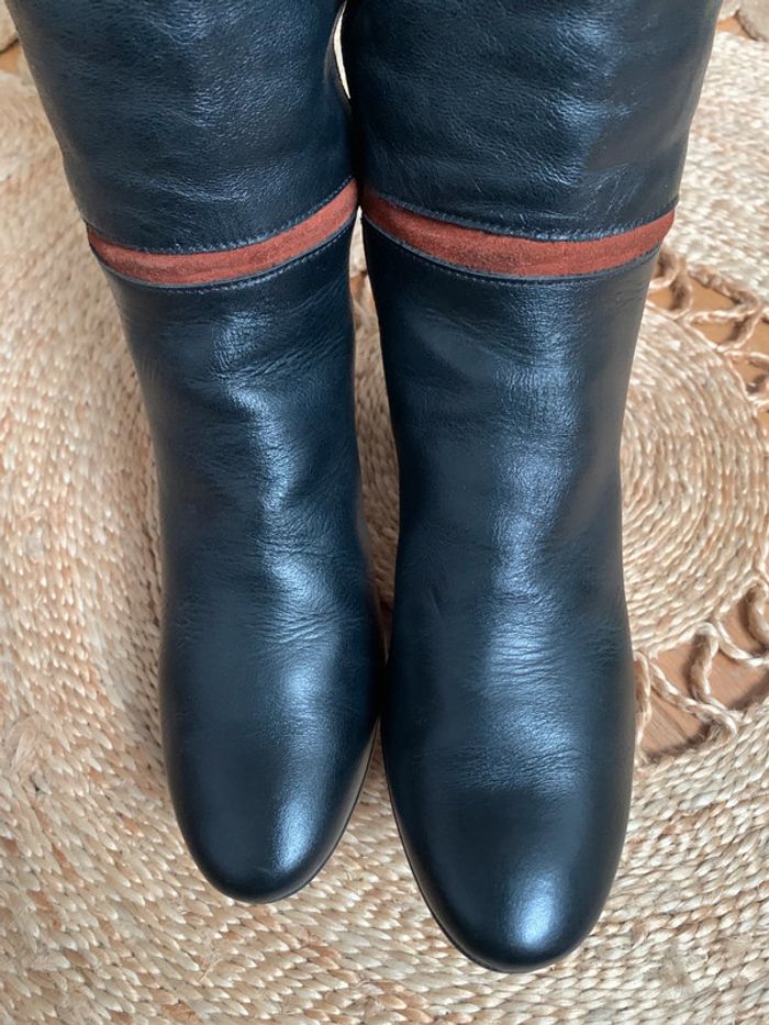 Superbe botte en cuir véritable noir Vintage | Pointure 38 - photo numéro 5